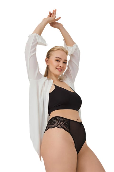 Plus Size Brazilian Lace Panty with Tulle Accents