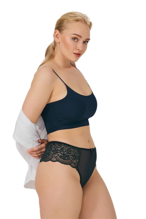 Plus Size Brazilian Lace Panty with Tulle Accents