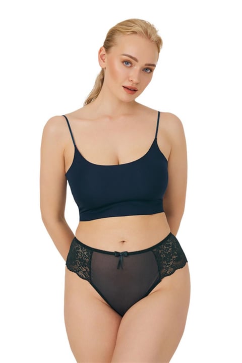 Plus Size Brazilian Lace Panty with Tulle Accents